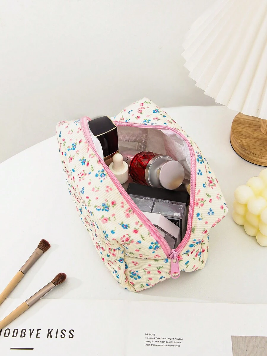 1Pc Ditsy Floral Cosmetic Organizer Wallet Pouch Portable Cosmetics