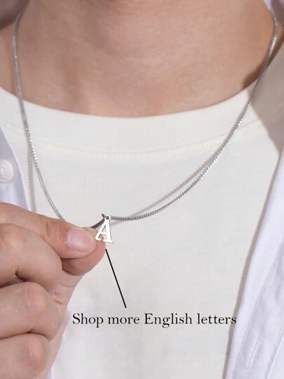 1 件阳光男孩不锈钢 26 个英文字母吊坠项链男士日常佩戴圣诞新年情人节节日礼物