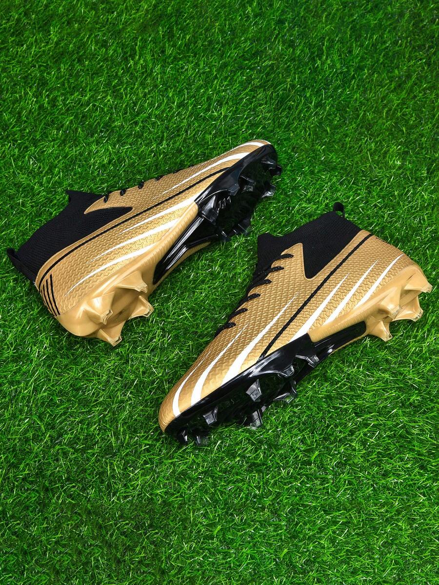 1 Pair Men's High Top Soccer Cleats, Breathable Outdoor Team