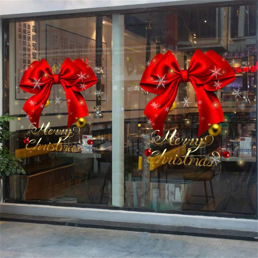 1pc Chinese New Year Window Clings Decor, Red Bow Butterfly Static Cling Sticker For Glass, Window Decoration Christmas  Christmas Decor  Christmas Decorations Christmas Decoration - Multicolor - View 1