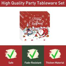 Christmas Paper Plates Napkins, Santa Claus Cake Dessert Dinner Plates For Merry Christmas Party Holiday Birthday Supplies Tableware Set, Disposable Paper Dinnerware Decoration Food Trays, Serves 24 Guests ﻿