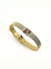 1pc Custom Carved Photo Stainless Steel Strap-Elegant Premium Personalized Gift For Valentine's Day, Christmas And Halloween