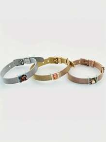 1pc Custom Carved Photo Stainless Steel Strap-Elegant Premium Personalized Gift For Valentine's Day, Christmas And Halloween