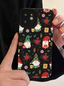 Christmas2024 圣诞主题兼容手机壳兼容 11/12/13/14/15/16，带有圣诞老人和礼物设计，TPU 保护套兼容 16/11/12/12 Pro/12 Pro Max/13/13 Pro Max/14/14 Pro Max/15/15 Pro Max - 黑色 - 查看 1