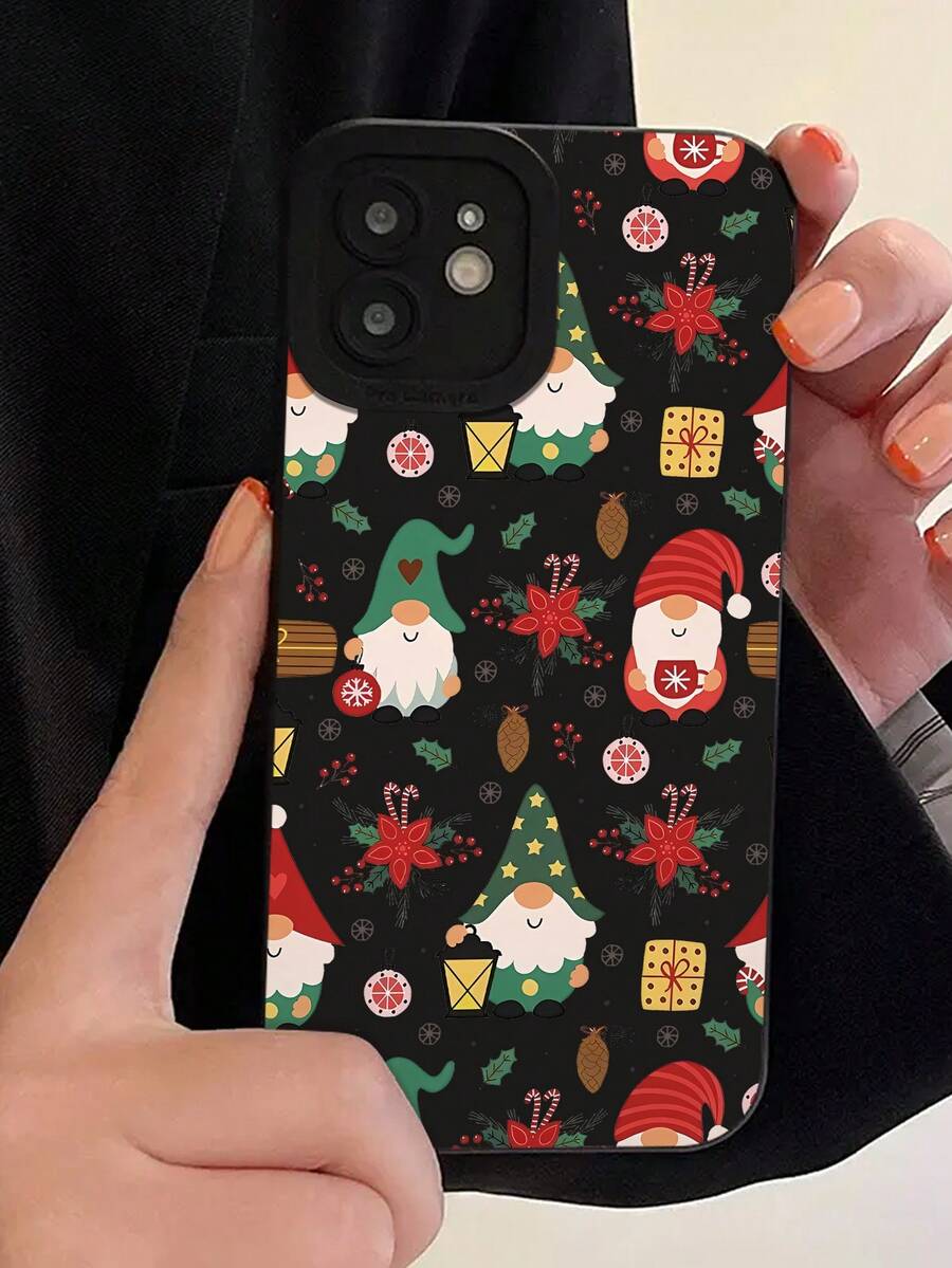 Christmas2024 圣诞主题兼容手机壳兼容 11/12/13/14/15/16，带有圣诞老人和礼物设计，TPU 保护套兼容 16/11/12/12 Pro/12 Pro Max/13/13 Pro Max/14/14 Pro Max/15/15 Pro Max - 黑色 - 查看 1