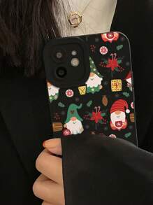 Christmas2024 圣诞主题兼容手机壳兼容 11/12/13/14/15/16，带有圣诞老人和礼物设计，TPU 保护套兼容 16/11/12/12 Pro/12 Pro Max/13/13 Pro Max/14/14 Pro Max/15/15 Pro Max - 黑色 - 查看 3