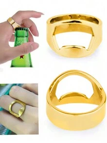 1 PC, Đường kính 0,7 inch trong Vòng, Tháo Mở Nắp Chai, Đeo Nhẫn, Vòng Mở Nắp Chai Bằng Thép Không Gỉ Sáng Tạo, Mở Nắp Chai Bằng Thép Titan, Nhẫn Rượu Vang, Đen và Vàng - Nhiều màu - Xem 6