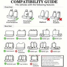 A Complete Set Of 5-Seater Car Seat Covers, Including 2 Headrests And 2 Lumbar Supports - Porous, Breathable, Not Bulky, Light Luxury Color Scheme, Comfortable And Durable - Suitable For Most Sedans And Off-Road Vehicles - Đỏ và trắng - Xem 3