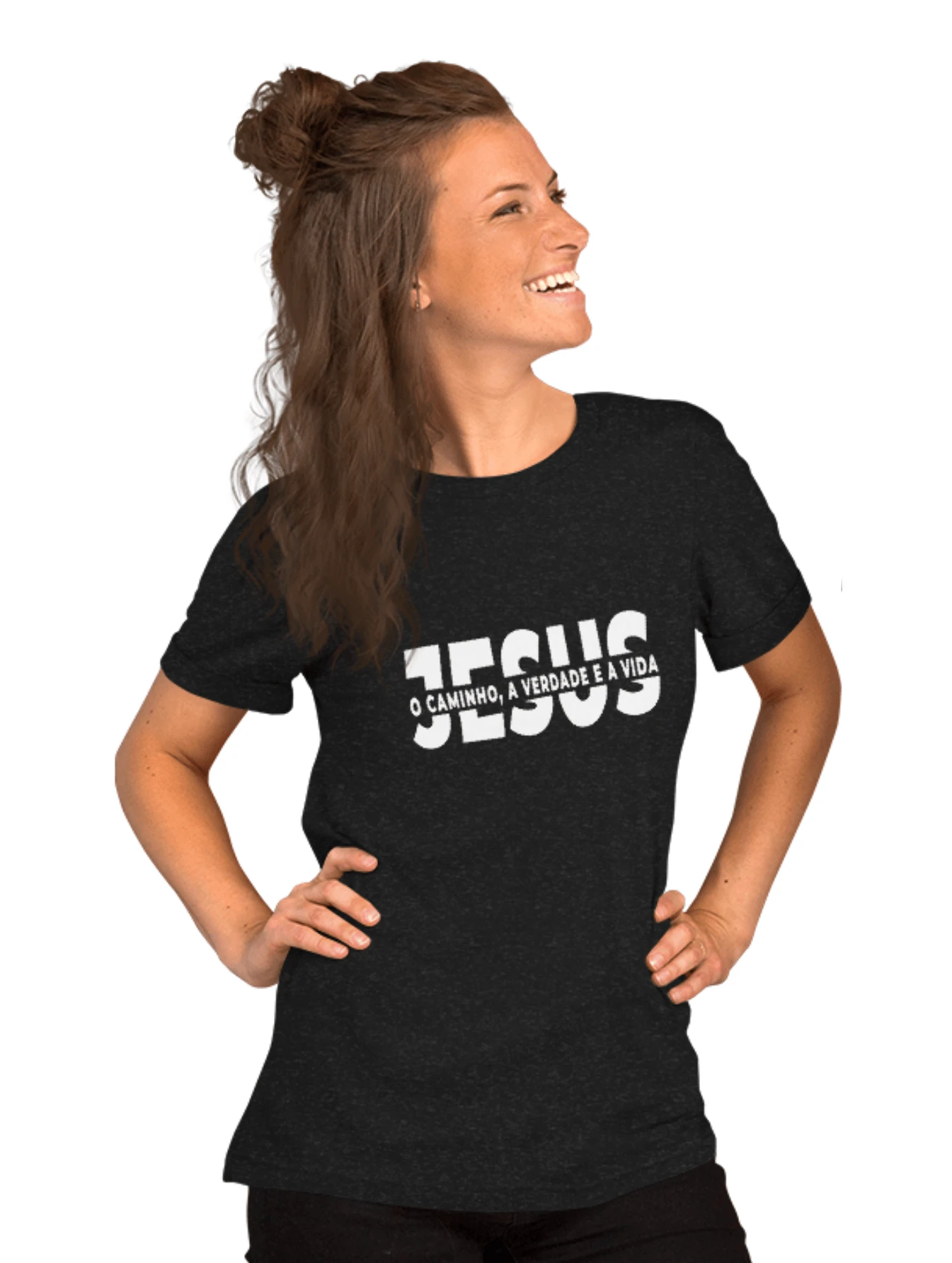 100% Cotton T-Shirt Evangelical Fashion, Gospel, Shirt To Go To , Jesus And The Way The Truth The Life - 黑色 - 查看 1