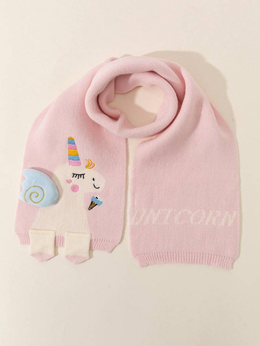 1 chiếc khăn choàng cổ họa tiết kỳ lân tối giản cho trẻ em, phù hợp cho mùa thu và đông - A - Xem 1