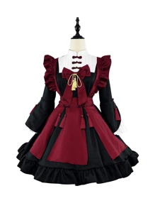 Maid Cosplay Costume Festival Girl Maid Sweet Classic Dress Apron Headband Maid Performance Costume Halloween - Multicolor - View 7
