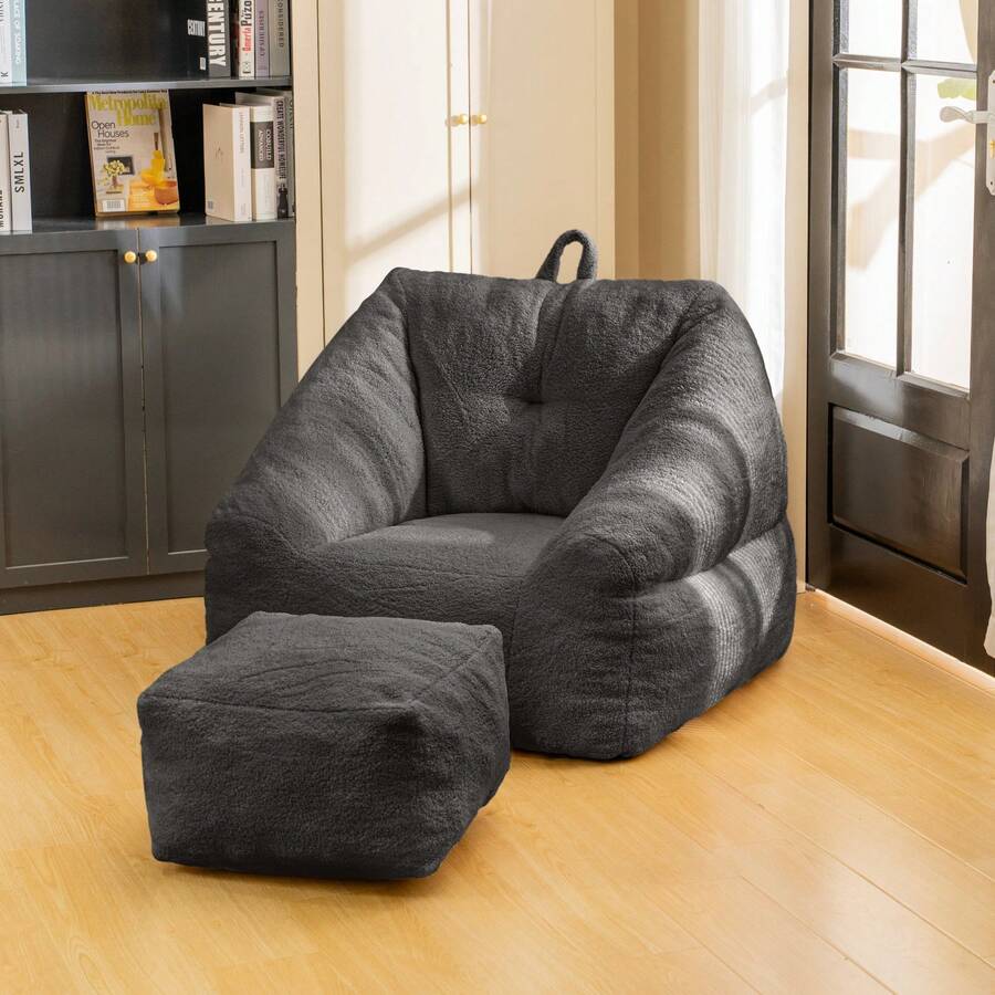 Cozy Faux Fur Bean Bag Chair With Memory Foam Filling For Ultimate