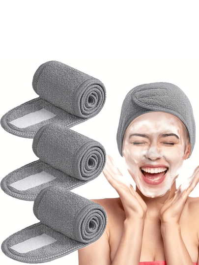 3pcs/Set Adjustable Spa Headbands, For Use With Face Wash, Makeup, Shower - Blend Knitted Hair Bands, Suitable For Normal Hair Turban Headband Sweatband, Hairband Fall Winter Hair Accessories For Women For Vacation Outfits Woman Elegant Scarf