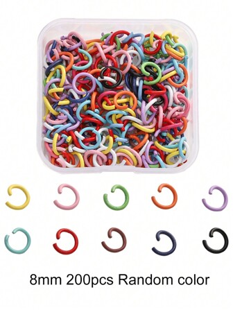 200pcs Colorful Zinc Alloy Open Jump Rings, Suitable For Necklace, Bracelet, Jewelry Connectors