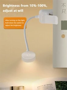 1個迷你便攜式書籤LED閱讀燈，護眼夾式夜間檯燈，電池供電，3種顏色模式與10段可調亮度，小巧耐用，適合學生、兒童、書迷床邊閱讀，完美的新年與春節禮物 - 白色 - 查看 10
