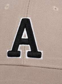AR 1pc Women's Oversized Adjustable Baseball Cap With A Letter Embroidery, Suitable For Outdoor, Spring & Autumn, Travel, Beach Vacation - Khaki - View 6