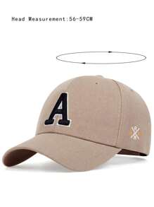 AR 1pc Women's Oversized Adjustable Baseball Cap With A Letter Embroidery, Suitable For Outdoor, Spring & Autumn, Travel, Beach Vacation - Khaki - View 5