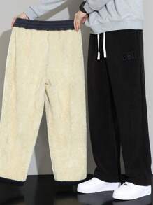 Men's Thick Thermal Lined Long Pants, Winter 2024 - Black - View 1