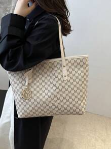 Túi Tote Thời Trang Mới Cho Nữ Thiết Kế In Chữ Toàn Thân Dung Tích Lớn Thiết Kế Trang Trí Thiết Kế Quai Đeo Đôi Thích Hợp Cho Công Việc Và Đi Làm, Túi Đi Học, Dung Tích Lớn, Di Động, Cổ Điển Thường Ngày, Thường Ngày Công Sở, Dành Cho Nữ Tuổi Teen, Sinh Viên Đại Học, Nhân Viên Văn Phòng, Hoàn Hảo Cho Công Việc, Trở Lại Trường Học, Trường Trung Học Cơ Sở, Trường Trung Học Phổ Thông, Trường Cao Đẳng, Kỳ Nghỉ, Túi Tote Thời Trang Có Khóa Kéo - trắng - Xem 4