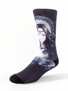 1 双 3D 印花袜子 男士女士长筒袜 运动新奇趣味快乐疯狂袜子 街头风格时尚嘻哈篮球滑板袜 - 彩色 - 查看 2