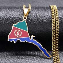 Bản đồ quốc kỳ Eritrea Dây chuyền quốc gia Eritrea bằng thép không gỉ Vàng/Bạc Trang sức mặt dây chuyền - vòng cổ - Xem 10