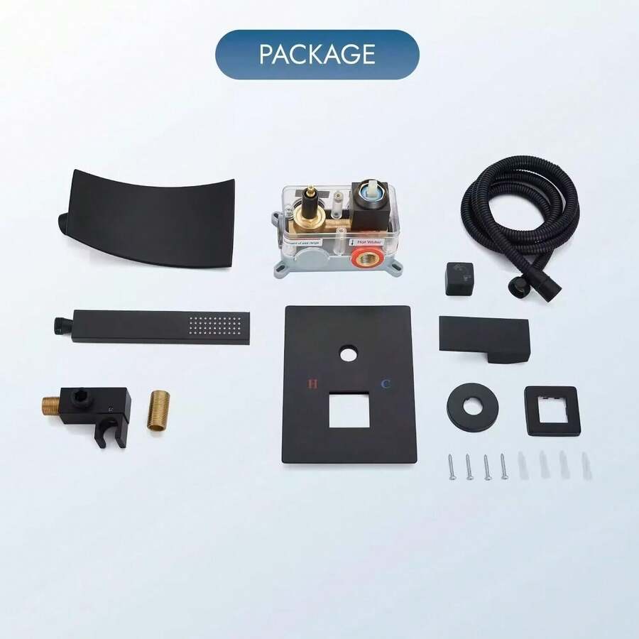 Matte Black Waterfall Bathtub Faucet Wall Mount Tub Filler With