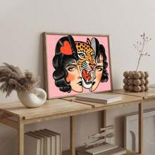 1PC Love Is Evil" Tiger Canvas Art Poster - Vintage-Inspired, Bezramowa Dekoracja Ścienna Do Salonu, Sypialni, Biura Domowego