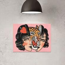 1PC Love Is Evil" Tiger Canvas Art Poster - Vintage-Inspired, Bezramowa Dekoracja Ścienna Do Salonu, Sypialni, Biura Domowego