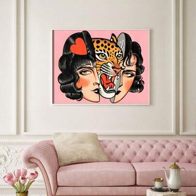 1 tấm tranh canvas hình hổ "Tình yêu là điều xấu xa" - Phong cách cổ điển, trang trí tường không khung, phù hợp cho phòng khách, phòng ngủ, văn phòng tại nhà.