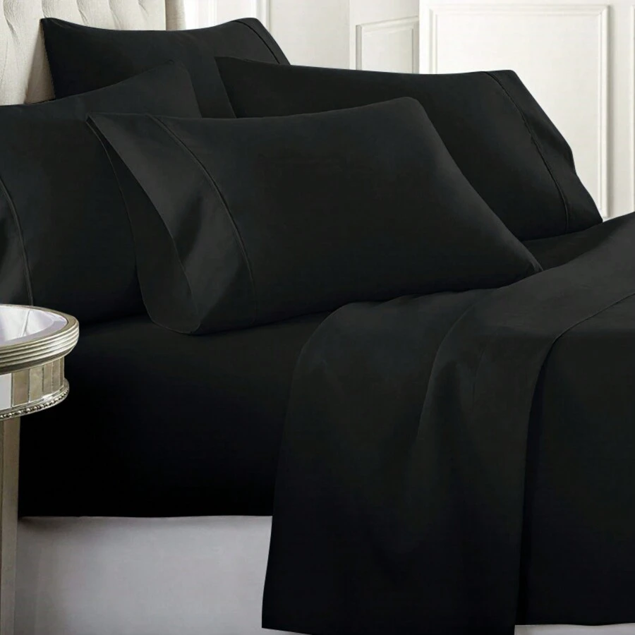 Ultra-Soft 1800 Series Deep Pocket Bed Sheet Set (6-Piece) - Jet Black - View 1
