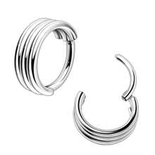 ADYJELY 1 pieza Arete de aro triple con bisagra para el septo nasal, estilo punk, de titanio G23 hipoalergénico, chapado en oro de 18K, para cartílago, aro, trago, concha, daith, hélix, perforación de lóbulo de la oreja, anillo de labio, anillo de ombligo, anillo de pezón, joyería corporal para mujeres y hombres