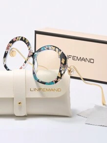 LINFEMAND Extra Large Faux Pearl Decor Transparent Lens Glasses For Women, For Office, Reading, Everyday Wear, Holiday Gift - Clear - View 1