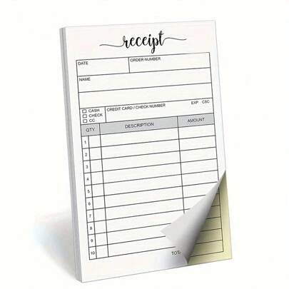 1pc/50pcs Order Book, Receipt Book, 3.5"X5.5" Handheld Carbonless Copy Order Form, Carbonless Copy Invoice Booklet, Cute And Convenient For Small Specialty Stores, Business Enterprise,School Supplies,Back To School