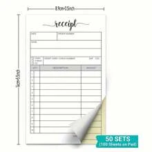 1pc/50pcs Order Book, Receipt Book, 3.5"X5.5" Handheld Carbonless Copy Order Form, Carbonless Copy Invoice Booklet, Cute And Convenient For Small Specialty Stores, Business Enterprise,School Supplies,Back To School