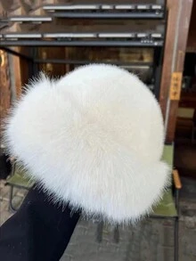 1 件成人时尚纯色毛绒保暖帽，适合冬季 - 彩色 - 查看 4