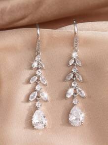 2 chiếc hoa tai giọt nước sang trọng dành cho nữ, hoa tai dài mạ bạc Zirconia, trang sức cưới cô dâu, quà tặng cho bạn gái, vợ, cặp đôi, tiệc đính hôn, sinh nhật - Bông tai lủng lẳng - Xem 7