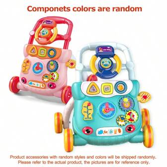 Infant And Toddler Education Music Walker Toy 6-36 Months Old Baby Early Education Puzzle Multi-Functional Handcart Anti Rollover Newborn Walking Aid Cart(Random Color And Style)