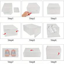 24pcs Shoe Storage Box Stackable, Clear Plastic Shoe Boxes 34x23x14cm - Foldable Shoe Organizer Containers With Lids Transparent Plastic Storage Box Suitable For Women White