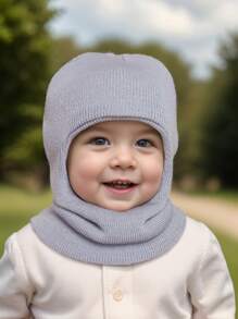 1 件男女通用婴儿/幼儿 1-6 岁纯色针织保暖柔软防护可爱休闲拉法帽，适合户外和日常使用，秋冬季