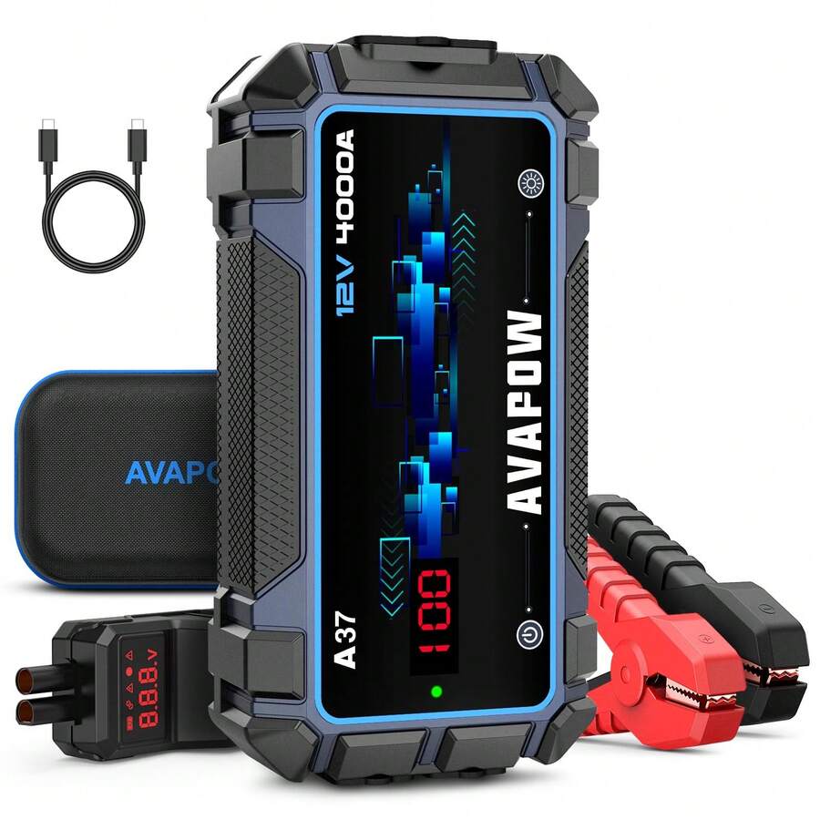 AVAPOW 4000A Peak Car Battery Jump Starter, 12V Portable Jumpstart Box
