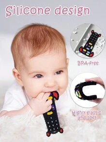 2 件装婴儿硅胶牙胶 婴儿出牙玩具 婴儿遥控玩具 婴幼儿玩具 感官咀嚼玩具 幼儿新生儿礼物