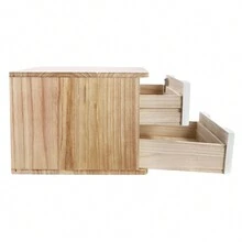 Wooden Desktop Storage Box, 2 Level Desk Storage Box, Lockable Drawer, Small Storage Box With Drawer, Modern Desk Storage Box - trắng - Xem 6