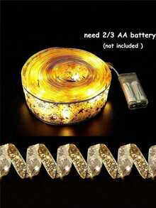 圣诞丝带灯、金色/银色圣诞树装饰、丝带仙女灯、圣诞树吊坠礼物，适用于婚礼、新年、生日、主题派对、圣诞节、感恩节、花园庭院、楼梯壁炉装饰 - 彩色 - 查看 9