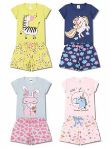 Kit de 5 Pijamas para Bebês Meninas - Conforto e Estilo em Roupas de Dormir Infantis - Multicolorido - Visão 5
