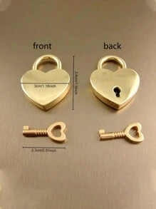 Set de pequeño candado con forma de corazón con llave - Candado metálico con forma de corazón, apto para maletas, portátiles, cajones, carteras - Juego de cierres decorativos pequeños para bolsas