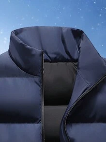 1 件男士休闲无袖夹克 - 寶藍色 - 查看 3