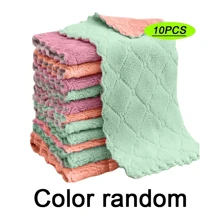 2/5/10pcs Kitchen Cleaning Cloth, Dish Towel, Absorbent Coral Fleece Towel For Dining Table, Home Use Kitchenware,Garden Tools - Multicolor - View 2