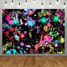 Tela de fondo para fiesta con luz de neón, decoración de cumpleaños con tema de los años 80 y 90, diseño de salpicadura de graffiti colorido, tela de poliéster para cabina de fotos, tamaños opcionales: 5x3 pies, 7x5 pies, 8x6 pies