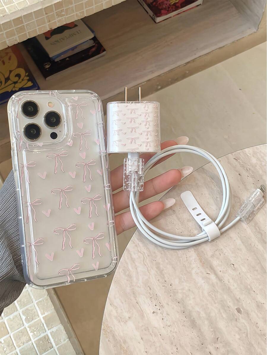 Bowknot Inflatable IPhone Case + Charging Cable Protector, BiteProof