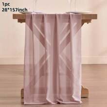 1pc 28x118/157 Inch White Sheer Chiffon Wedding Table Runner, Romantic Rustic Table Runner, White Chiffon Long Table Scarf, Transparent Tulle Table Runner, Elegant Rustic Dining Table Decor, Suitable For Country Style Wedding Reception, Birthday Party, Christmas, Bridal Shower (Multiple Colors Available, Comes With Ribbon) - Solid Color - View 28